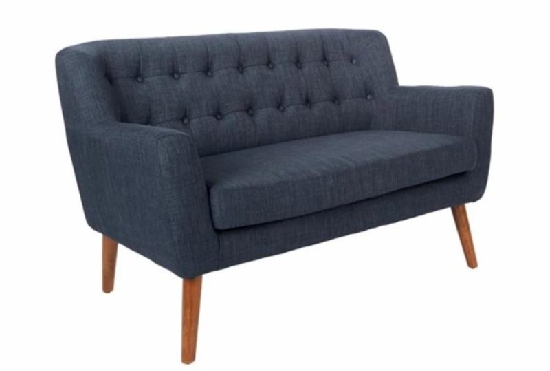 Settees |   Holly Navy Blue Fabric Settee with Coffee Legs Living Room Settees