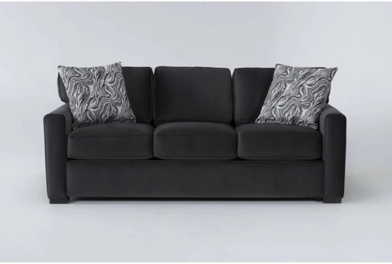 Sleeper Sofas |   Cypress III 83″ Fabric Black Velvet Foam Sofa Living Room Sleeper Sofas