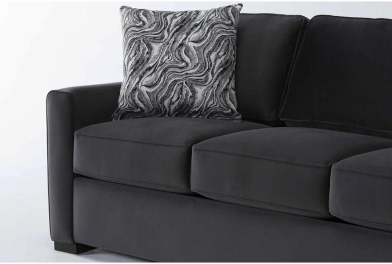 Sleeper Sofas |   Cypress III 83″ Fabric Black Velvet Foam Sofa Living Room Sleeper Sofas