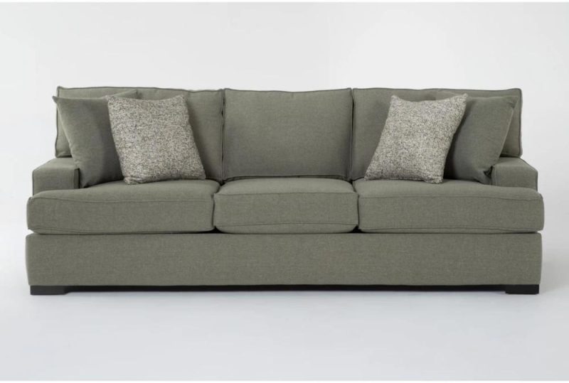 Sofas |   Arliss Foam 93″ Fabric Green Weave Sofa Living Room Sofas