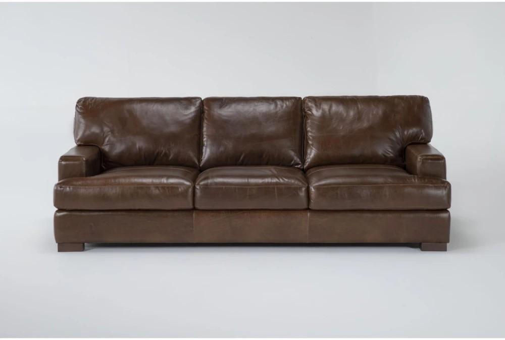 Sofas |   Grisham Brown 100% Top Grain Italian Leather 95″ Sofa Living Room Sofas