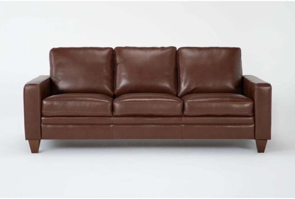 Sofas |   Hudson 83″ Brown Leather Sofa Living Room Sofas