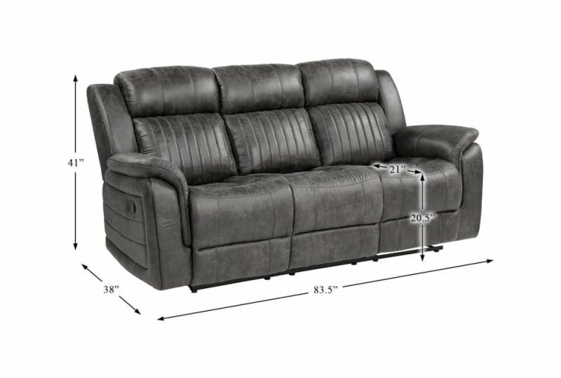 Sofas |   Kirby Grey 84″ Reclining Sofa Living Room Sofas