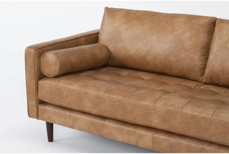 Sofas |   Lukas Caramel Brown Faux Leather 83″ Sofa Living Room Sleeper Sofas