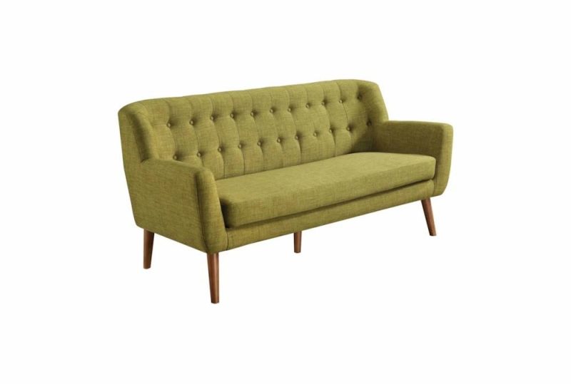 Sofas |   Mill Lane Mid-Century Modern Green Fabric 68” Tufted Sofa Living Room Sofas