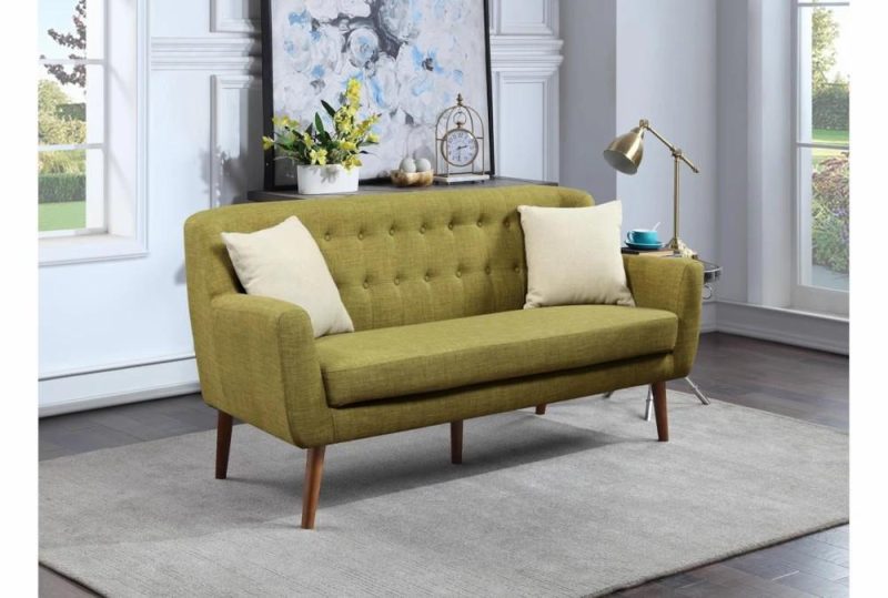 Sofas |   Mill Lane Mid-Century Modern Green Fabric 68” Tufted Sofa Living Room Sofas