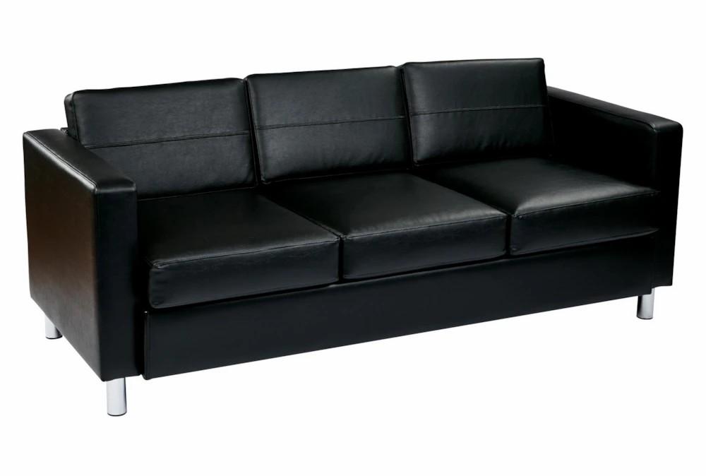 Sofas |   Pacific Black Faux Leather 73″ Sofa Living Room Sofas