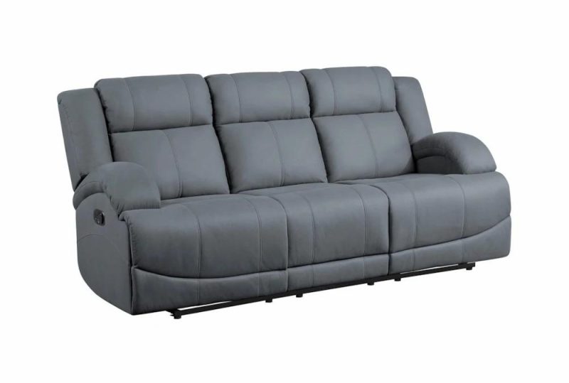 Sofas |   Rosalie Steel Blue 82″ Manual Reclining Sofa Living Room Sofas