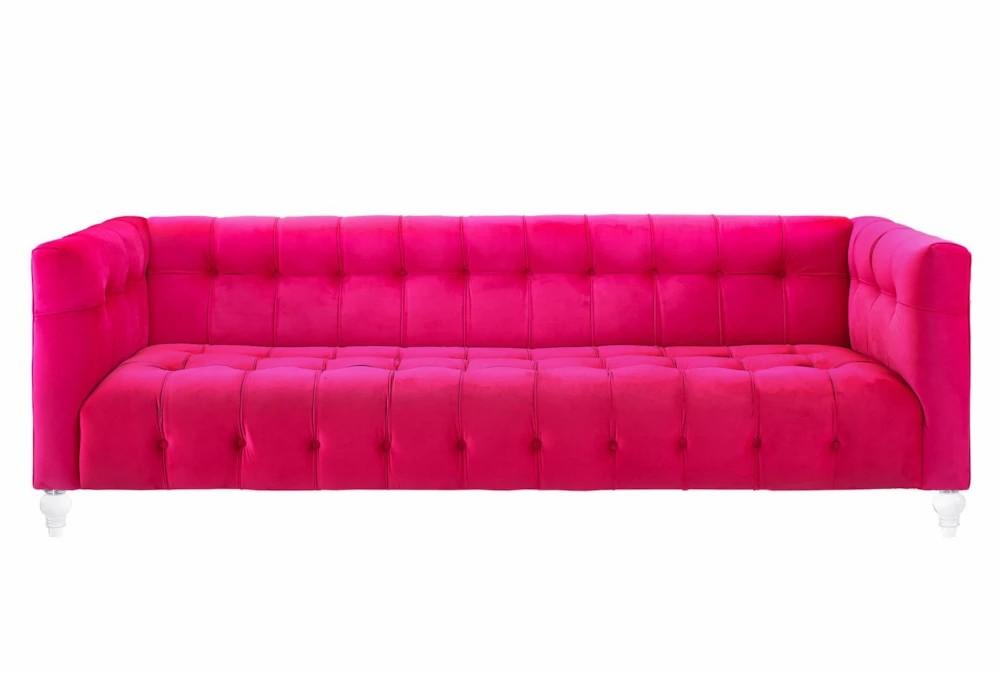 Sofas |   Tatum 91″ Hot Pink Velvet Fabric Modern Chesterfield Sofa Living Room Sofas