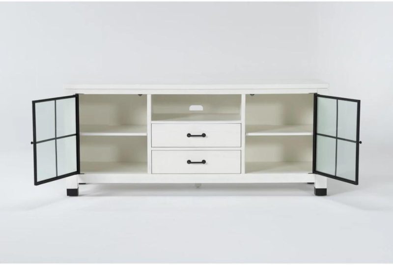 Tv Stands + Media Storage |   Wade White 70″ Farmhouse TV Stand Living Room Tv Stands + Media Storage