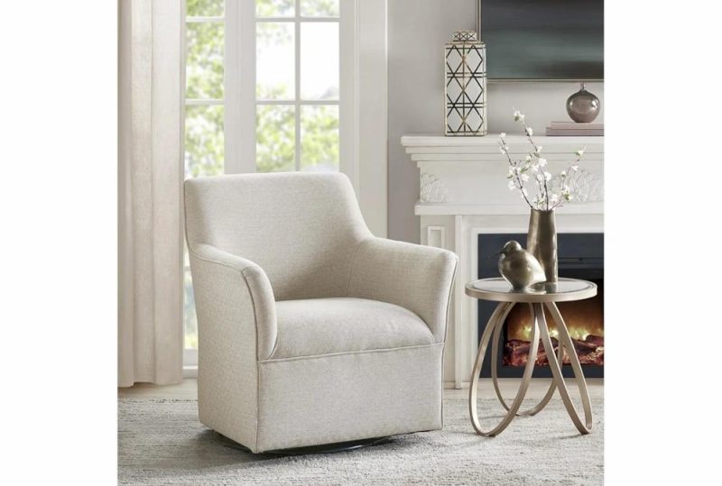 Chairs |   Augustine Cream White Fabric Swivel Glider Chair Chairs Chairs