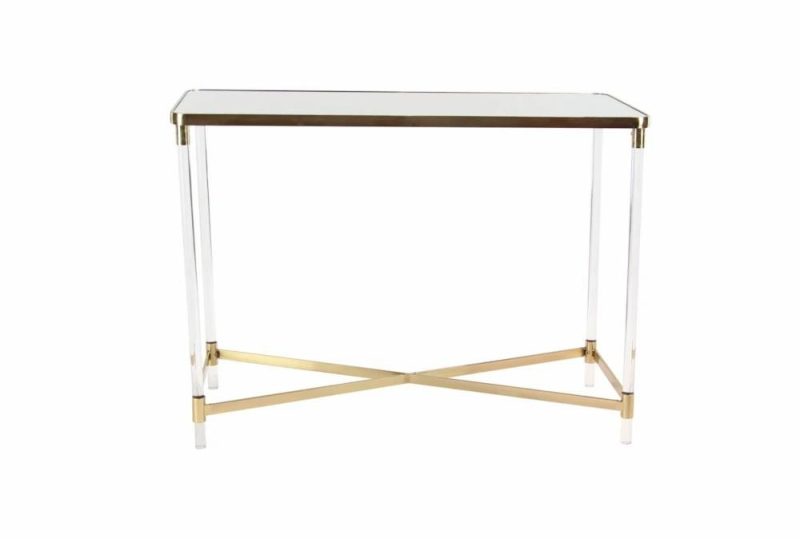 Entryway Furniture |   Acrylic + Gold 44″ Entryway Console Table Entryway Furniture Entryway Furniture