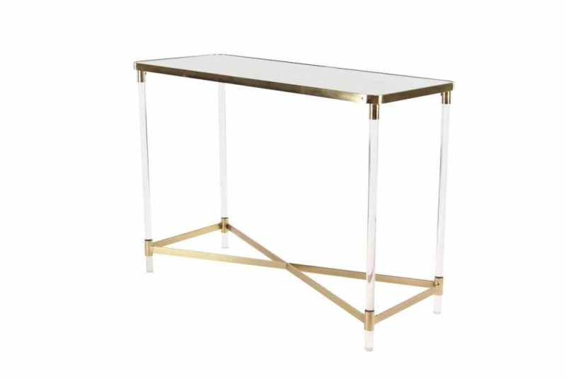 Entryway Furniture |   Acrylic + Gold 44″ Entryway Console Table Entryway Furniture Entryway Furniture