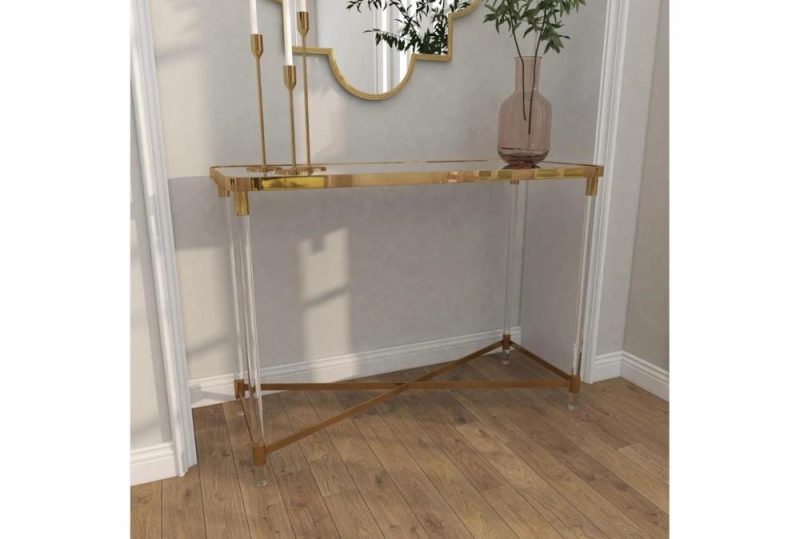 Entryway Furniture |   Acrylic + Gold 44″ Entryway Console Table Entryway Furniture Entryway Furniture