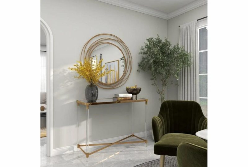 Entryway Furniture |   Acrylic + Gold 44″ Entryway Console Table Entryway Furniture Entryway Furniture