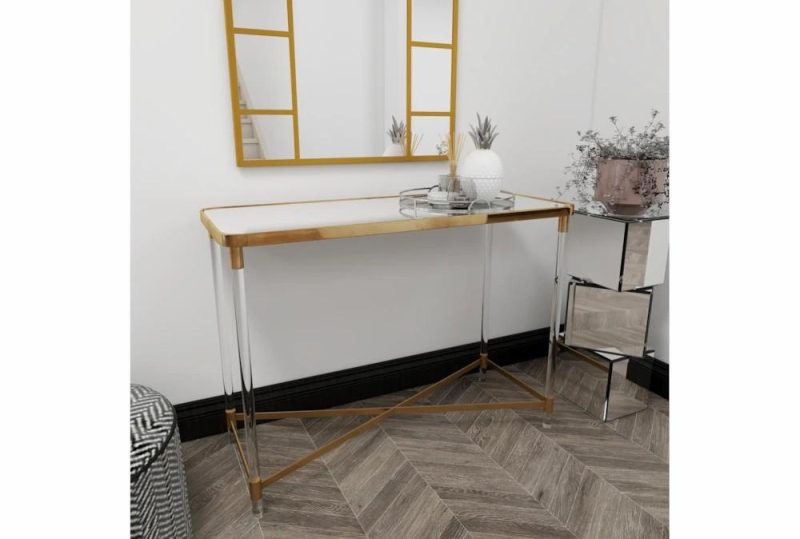 Entryway Furniture |   Acrylic + Gold 44″ Entryway Console Table Entryway Furniture Entryway Furniture