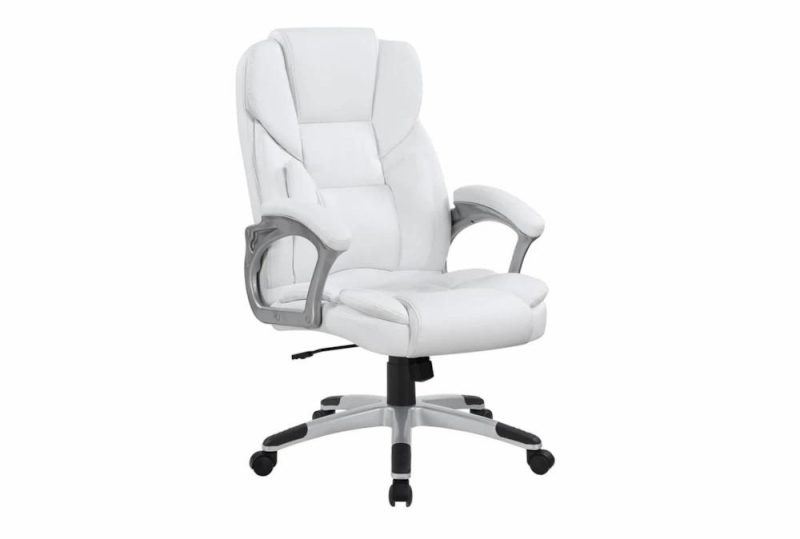 Gaming Furniture |   Adam White + Silver Adjustable Office Chair Gaming Furniture Gaming Furniture