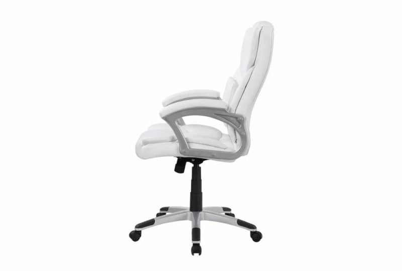 Gaming Furniture |   Adam White + Silver Adjustable Office Chair Gaming Furniture Gaming Furniture