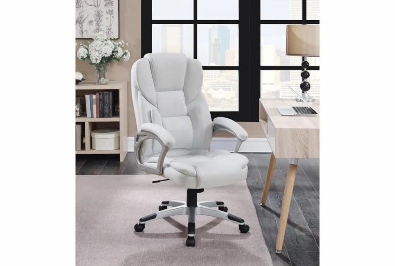 Gaming Furniture |   Adam White + Silver Adjustable Office Chair Gaming Furniture Gaming Furniture