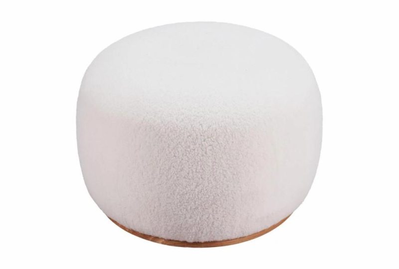 Ottomans + Poufs |   Amber Cream White Fabric Ottoman Living Room Ottomans + Poufs