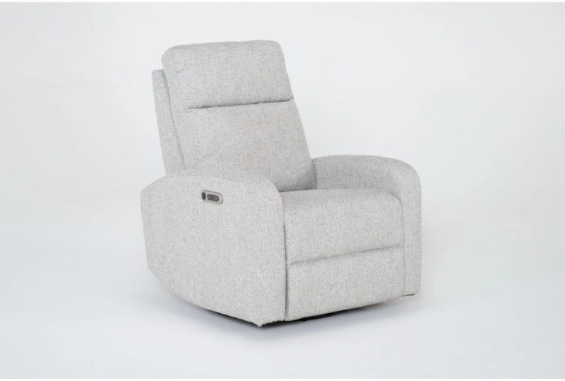 Recliners |   Decorah Linen Power Swivel Glider Recliner with USB Living Room Recliners