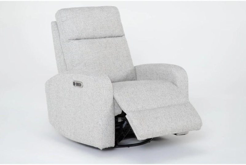 Recliners |   Decorah Linen Power Swivel Glider Recliner with USB Living Room Recliners