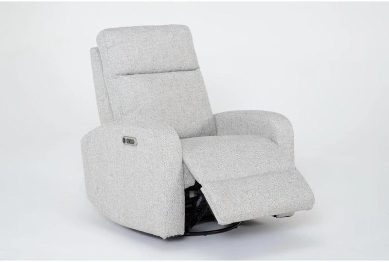 Recliners |   Decorah Linen Power Swivel Glider Recliner with USB Living Room Recliners