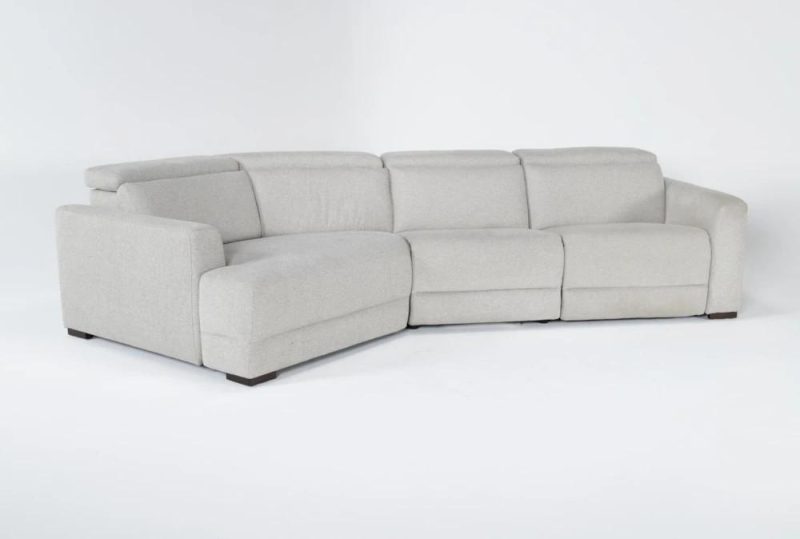 Sectionals |   Chanel Grey 138″ 3 Piece Reclining Modular Sectional with Left Arm Facing Cuddler Chaise & Power Headrest Living Room Sectionals