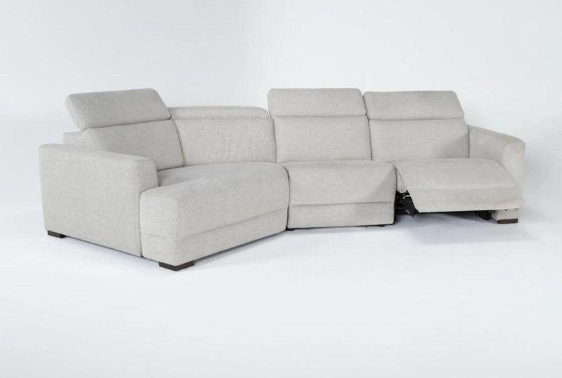 Sectionals |   Chanel Grey 138″ 3 Piece Reclining Modular Sectional with Left Arm Facing Cuddler Chaise & Power Headrest Living Room Sectionals