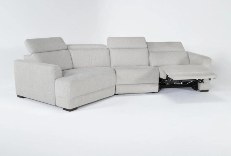 Sectionals |   Chanel Grey 138″ 3 Piece Reclining Modular Sectional with Left Arm Facing Cuddler Chaise & Power Headrest Living Room Sectionals