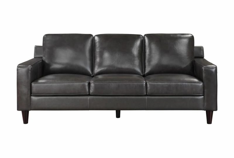 Sofas |   Camryn Grey 83″ Leather Sofa Living Room Sofas