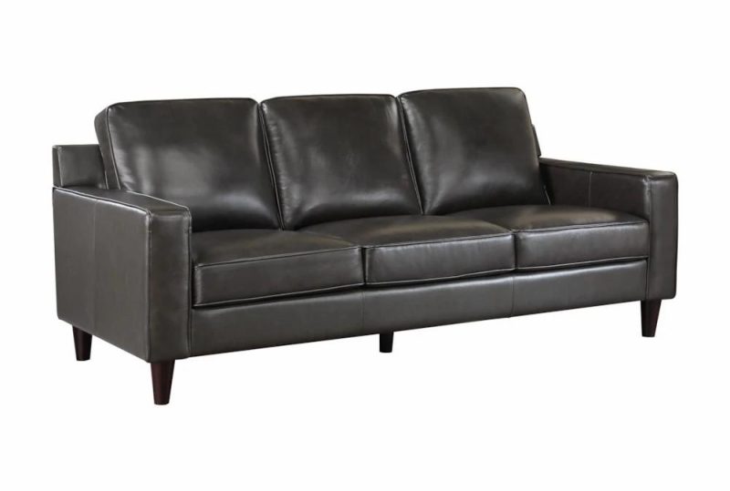 Sofas |   Camryn Grey 83″ Leather Sofa Living Room Sofas