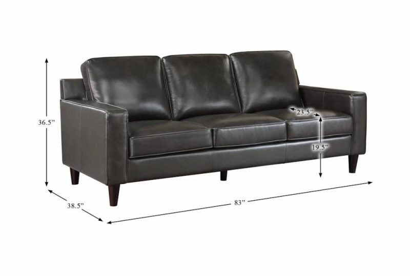 Sofas |   Camryn Grey 83″ Leather Sofa Living Room Sofas