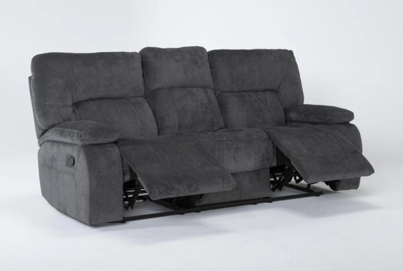 Sofas |   Chadrick Grey 87″ Manual Triple Reclining Sofa Living Room Sofas