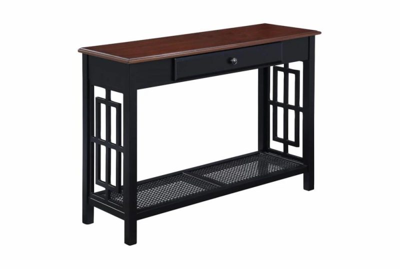 Entryway Furniture |   Fretwork 42″ Black + Cherry Entryway Console Table Entryway Furniture Entryway Furniture