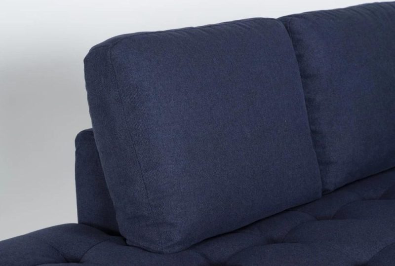 Sectionals |   Ginger Denim Blue Fabric 2 Piece 110″ L-Shaped Sectional with Left Arm Facing Corner Chaise Living Room Sectionals