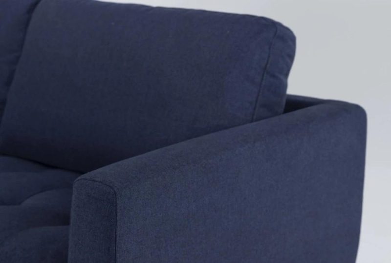 Sectionals |   Ginger Denim Blue Fabric 2 Piece 110″ L-Shaped Sectional with Left Arm Facing Corner Chaise Living Room Sectionals