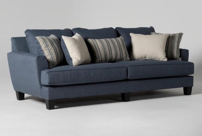 Sofas |   Elijah II 100″ Fabric Blue Sofa Living Room Sofas