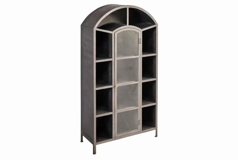 Cabinets + Chests |   Metal + Glass Arched Tall Cabinet Bookcases Bookcases