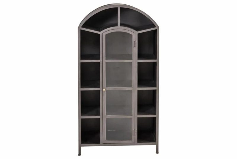 Cabinets + Chests |   Metal + Glass Arched Tall Cabinet Bookcases Bookcases