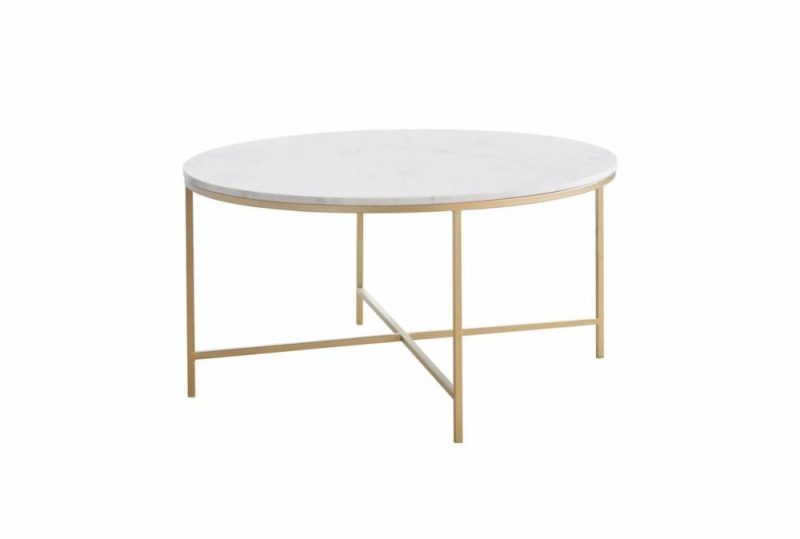 Coffee Tables |   Juliana White Round Marble Top + Gold Metal Base Coffee Table Coffee Tables Coffee Tables