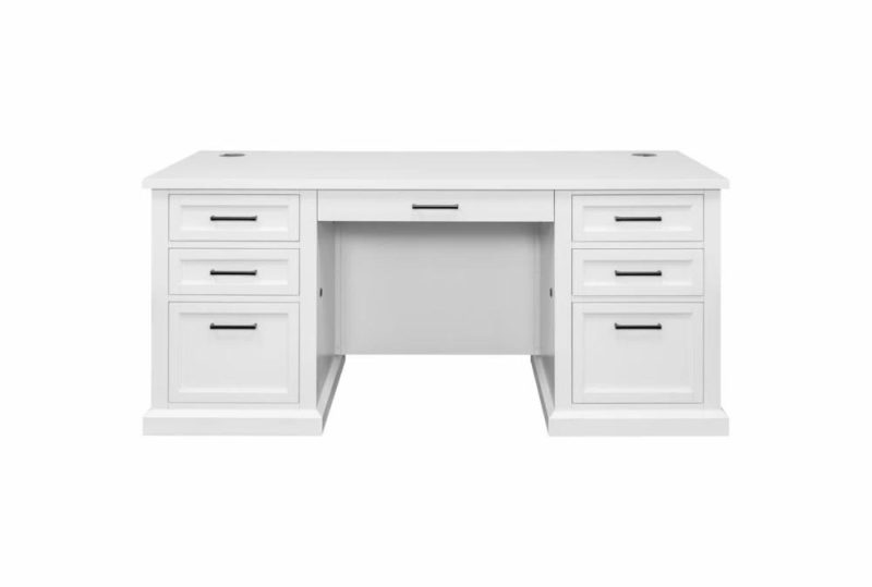 Office Desks |   Millie White 70″ Double Pedestal Desk Home Office Office Desks