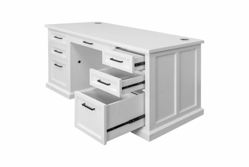 Office Desks |   Millie White 70″ Double Pedestal Desk Home Office Office Desks