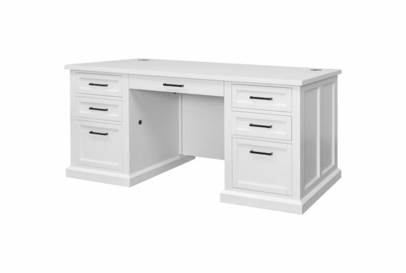 Office Desks |   Millie White 70″ Double Pedestal Desk Home Office Office Desks