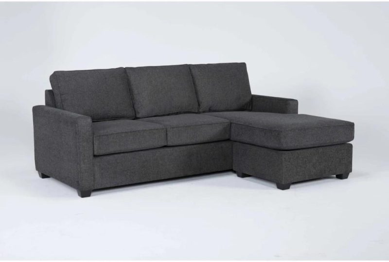 Sectionals |   Mathers Slate Grey Fabric 91″ Sofa with Reversible Chaise Living Room Sectionals