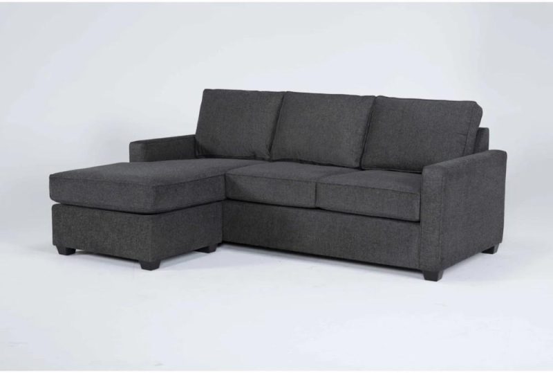 Sectionals |   Mathers Slate Grey Fabric 91″ Sofa with Reversible Chaise Living Room Sectionals