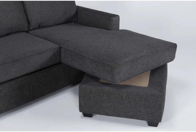 Sectionals |   Mathers Slate Grey Fabric 91″ Sofa with Reversible Chaise Living Room Sectionals