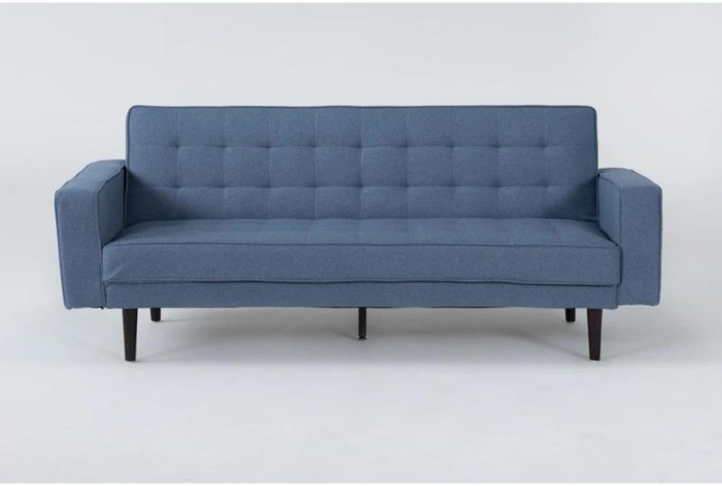 Futons |   Petula II Blue Fabric 85″ Convertible Futon Sleeper Sofa Bed Futons Futons