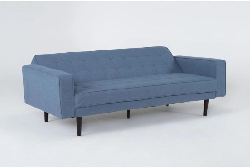 Futons |   Petula II Blue Fabric 85″ Convertible Futon Sleeper Sofa Bed Futons Futons