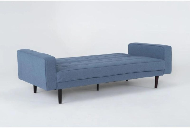 Futons |   Petula II Blue Fabric 85″ Convertible Futon Sleeper Sofa Bed Futons Futons